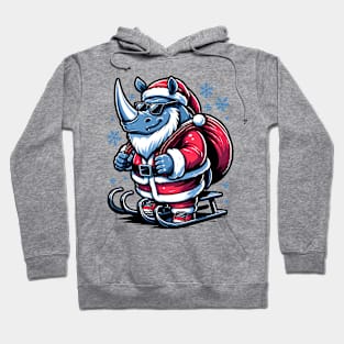 Retro Rhino Revelry: 2024 New Year's Blast Hoodie